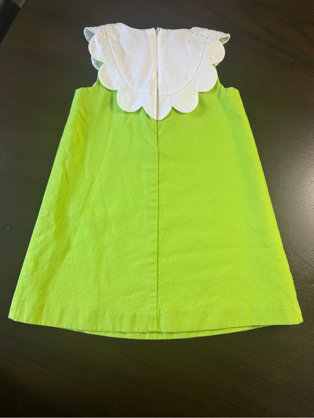 Jacadi Paris Green Baby Doll Cotton Dress with Scallop Collar Size 3 Toddler - Picture 2 of 6